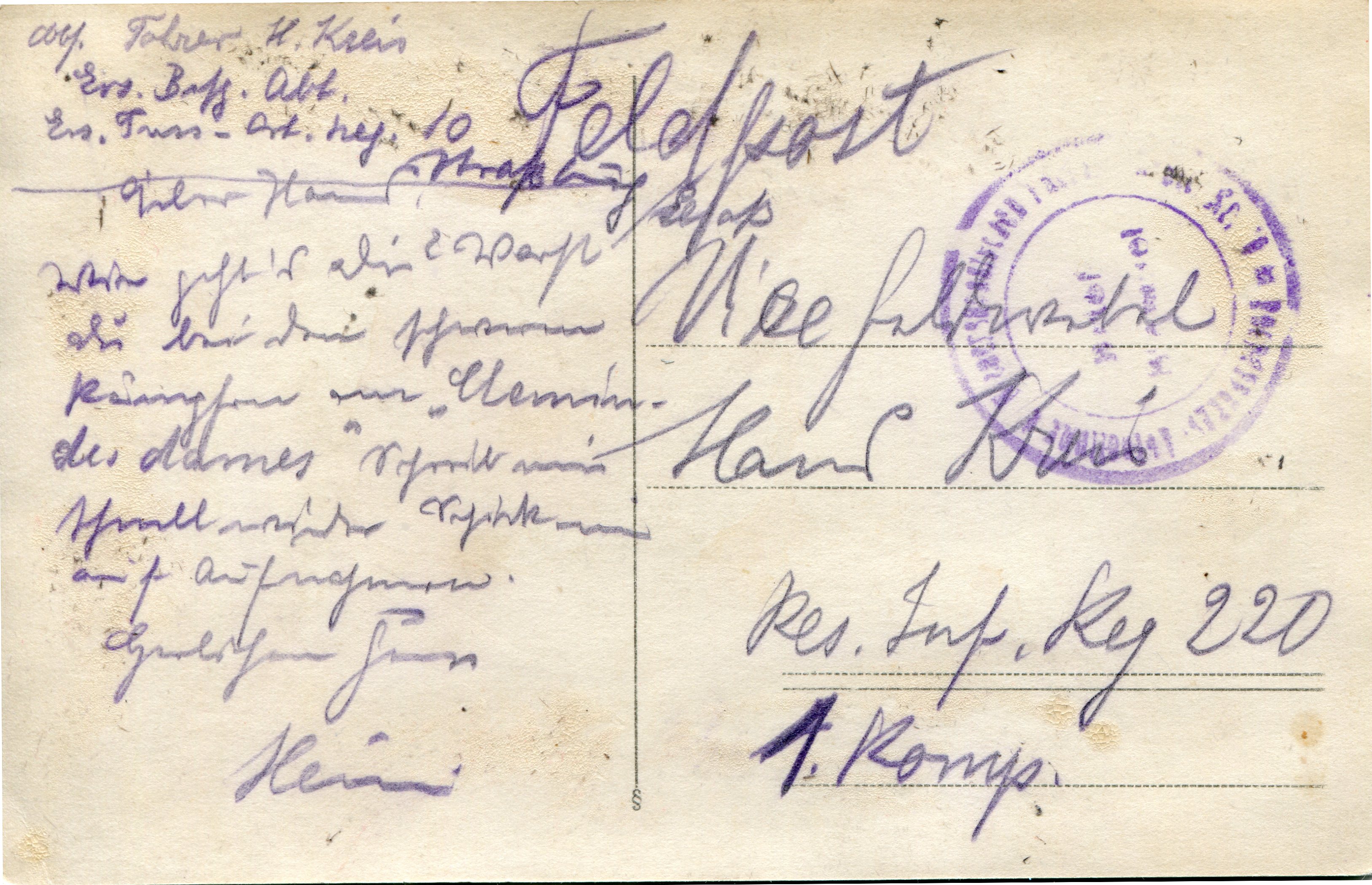 Postkarte 1917
